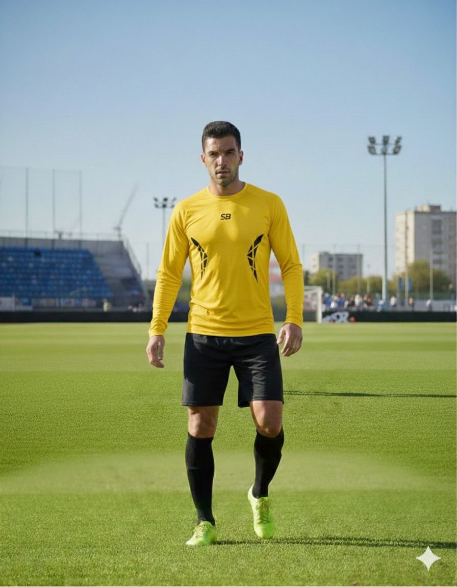 חולצה טרמית ספורט איכותית - צבע צהוב – תמונה 2