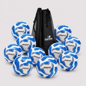 10 כדורגל UHLSPORT מס’ 5 ושק מקצועי