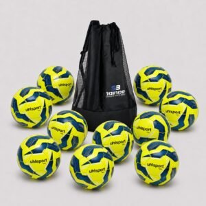 10 כדורגל UHLSPORT מס’ 5 ושק מקצועי