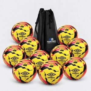 10 כדורי Umbro Neo Dynamis Pro צהוב מס' 5 ושק מקצועי